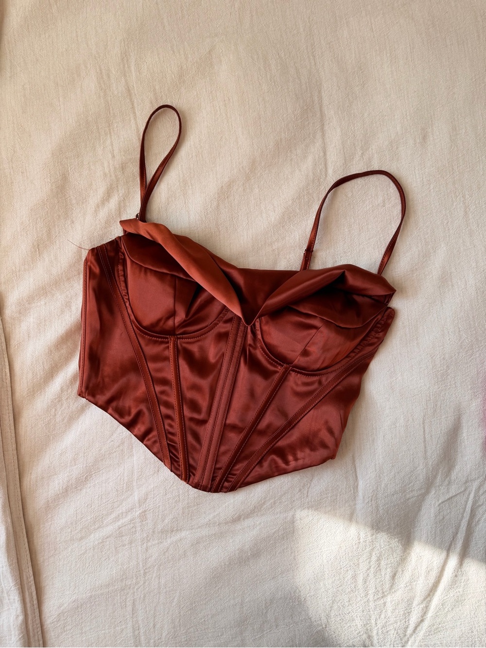 Satin Bustier Camisole in Burnt Copper